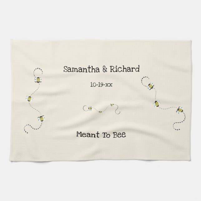 Bee Cool Customisable Text Meant To Bee Tea Towel (Horizontal)