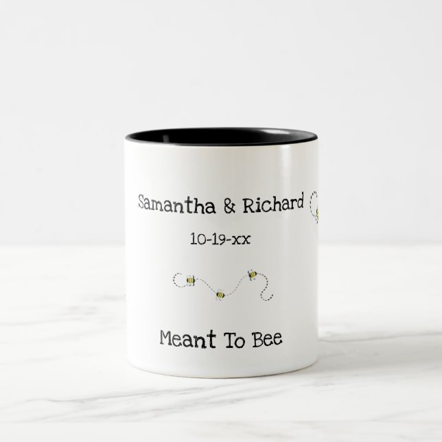 Bee Cool Customisable Text Meant To Bee Two-Tone Coffee Mug (Center)