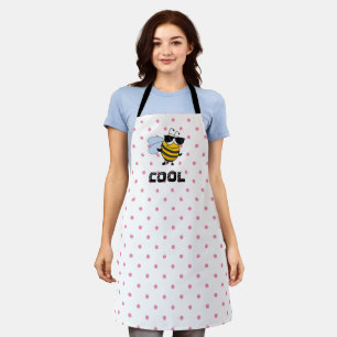 Bee Cool Pink Polka Dot Bee Personalised Women's Apron