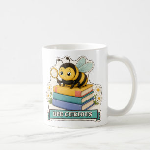 Bee Curious Fuzzy Bee with Magnifying Glass Coffee Mug