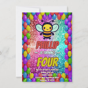 Bee custom character birthday invite