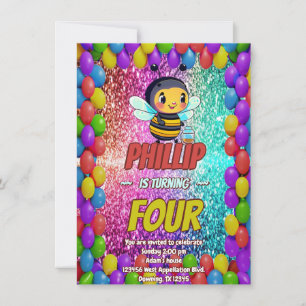 Bee custom character birthday invite