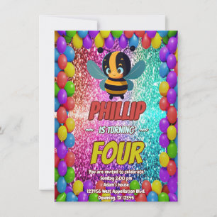 Bee custom character birthday invite