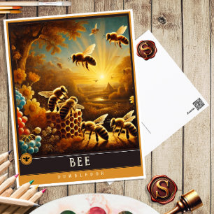 Bee   Cute Family Vintage Animal Postcard