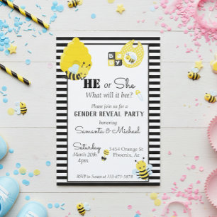 Bee Cute Gender Baby Reveal Party Invitation