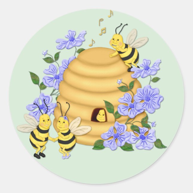 Bee Dance Classic Round Sticker (Front)
