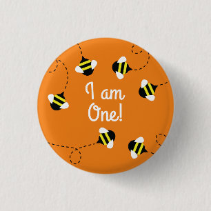Bee Day 1st Birthday Button Pin