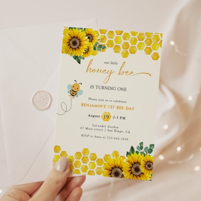 Bee Day Birthday Baby Boy Invitation (Creator Uploaded)