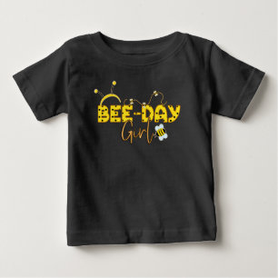 Bee Day Birthday Girl Yellow Typography Baby T-Shirt