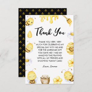 Bee Day Birthday  Thank You Card