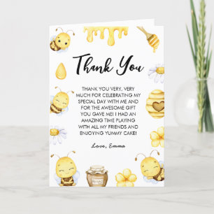 Bee Day Birthday  Thank You Card
