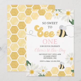 Bee Day bumblebee 1st Birthday Daisy Invitation