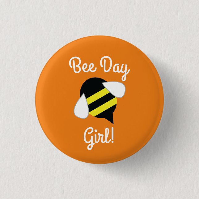Bee Day Kid's 1st Birthday Button Pin (Front)