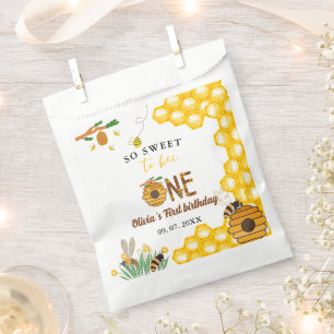 Bee day yellow honey bee first girl birthday party favour bags