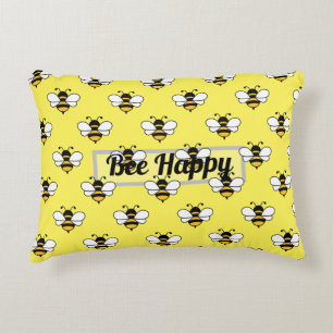 Bee design all over print editable text decorative cushion