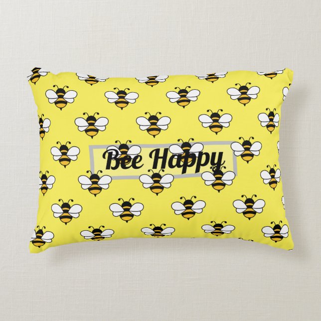 Bee design all over print editable text  decorative cushion (Front)