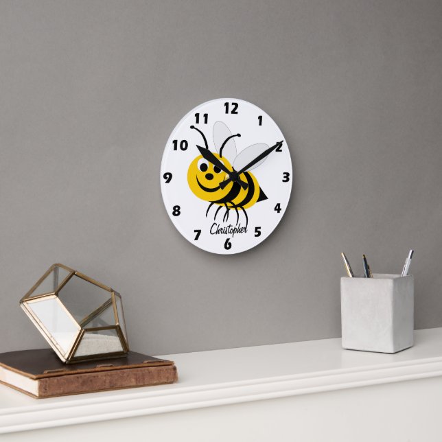Bee Design Personalised Round Clock (Office)