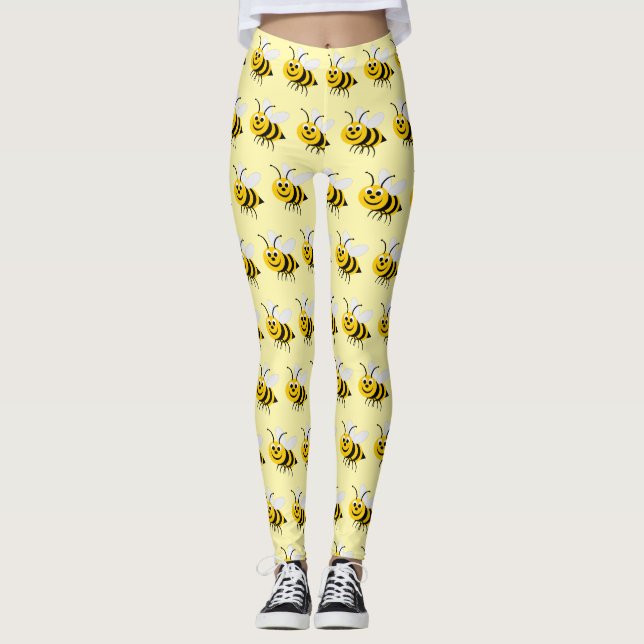 Bee Design You Choose Background Colour Leggings (Front)