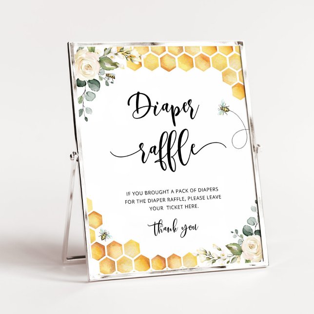 Bee diaper raffle baby shower sign (Creator Uploaded)