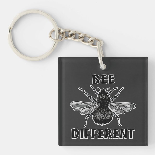 Bee Different Leopard Print Bumble Bee Honey Bee   Key Ring (Front)