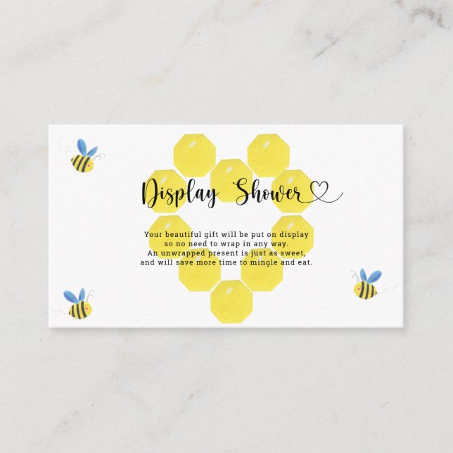 Bee Display Baby Shower insert card (Front)