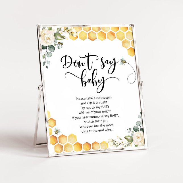 Bee don't say baby baby shower game poster (Creator Uploaded)