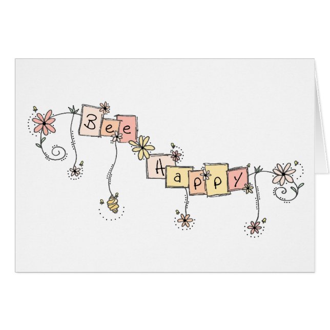 Bee Doodles, "Bee Happy" Card (Front Horizontal)