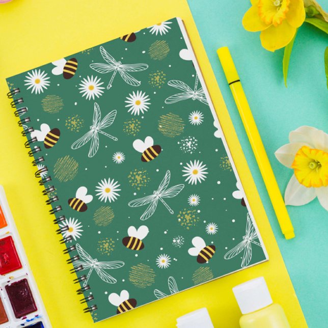 Bee, Dragonfly and Flower Spiral Notebook (Creator Uploaded)