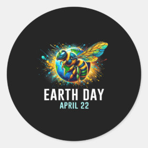 Bee Earth Day Save The Planet Colourful Art Classic Round Sticker