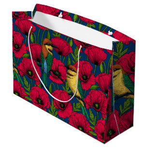 Bee eaters and poppies large gift bag