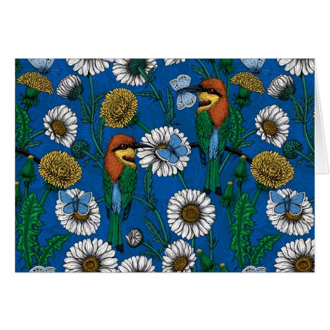 Bee eaters on blue (Front Horizontal)