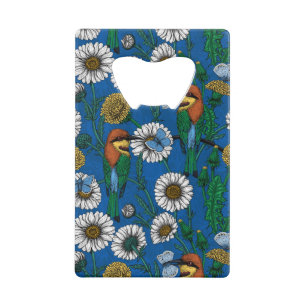 Bee eaters on blue