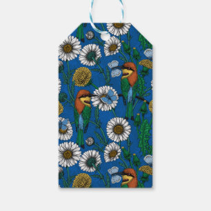 Bee eaters on blue gift tags