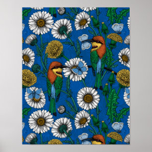 Bee eaters on blue poster