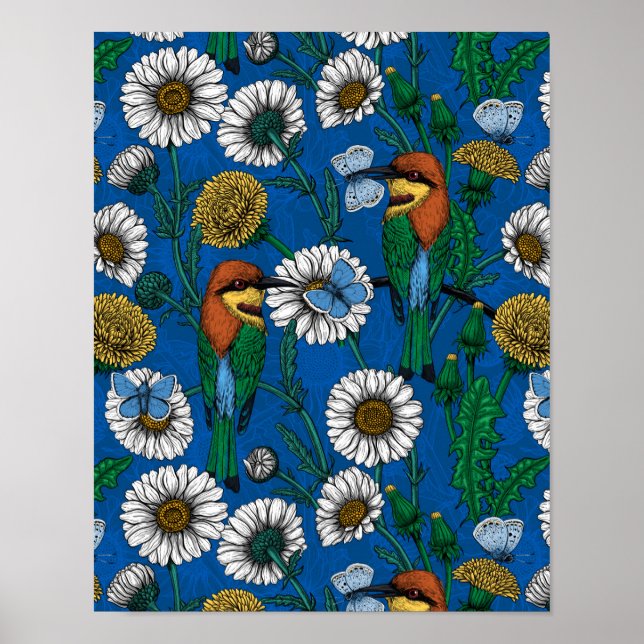 Bee eaters on blue poster (Front)
