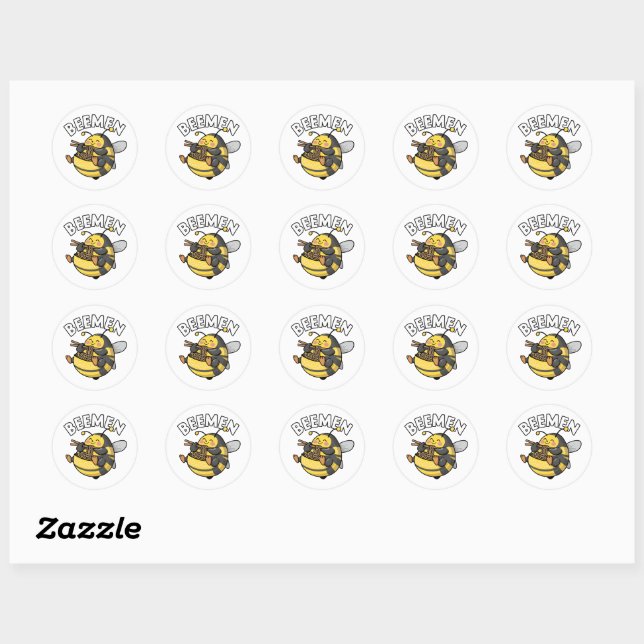 Bee Eating Ramen = BEEMEN Classic Round Sticker (Sheet)