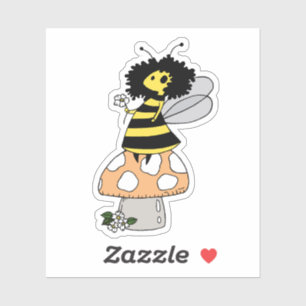 Bee Fairy And Mushroom Sticker