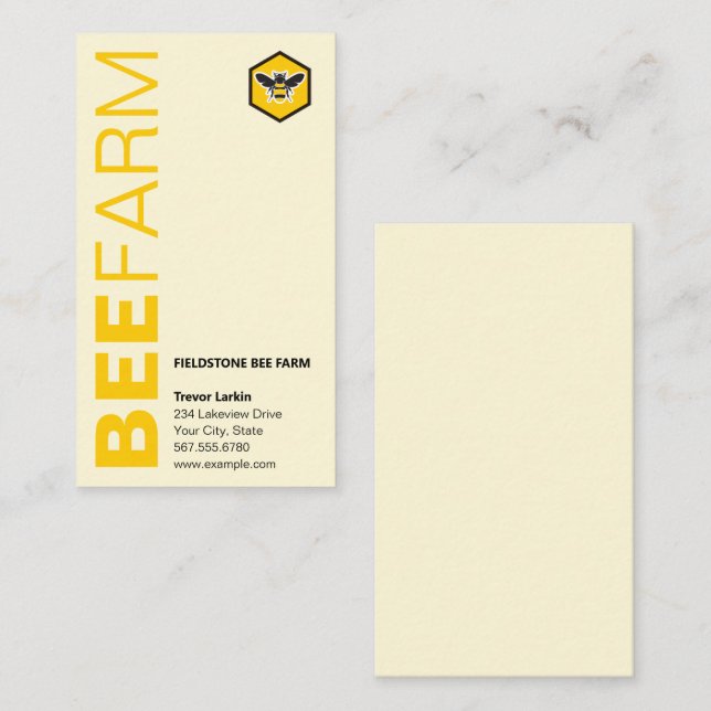 BEE Farm Logo Typography Vertical Business Cards (Front/Back)
