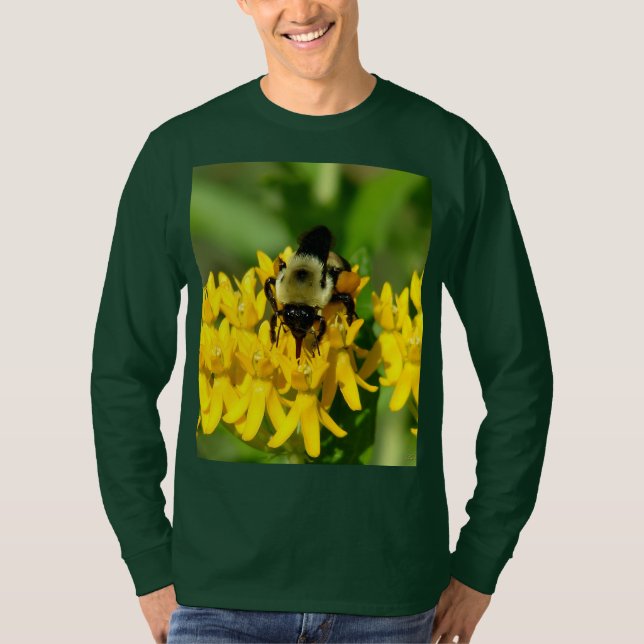 Bee Feasting on Butterfly Weed Wildflowers T-Shirt (Front)