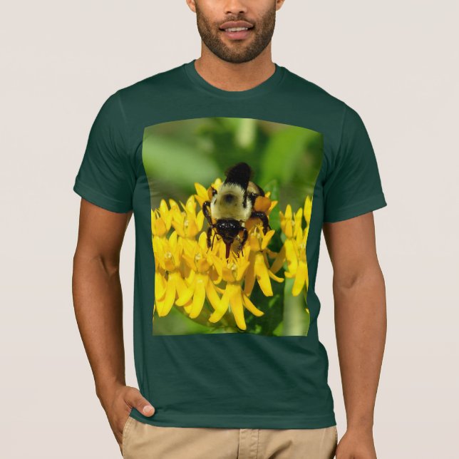 Bee Feasting on Butterfly Weed Wildflowers T-Shirt (Front)