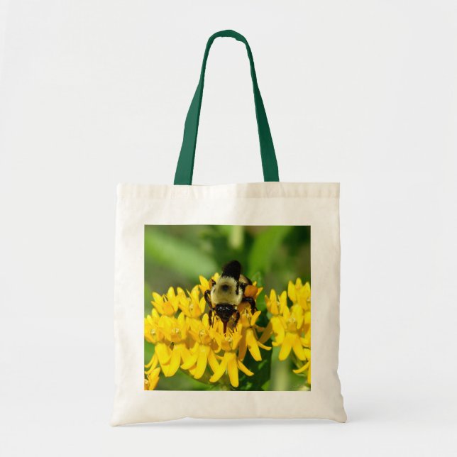 Bee Feasting on Butterfly Weed Wildflowers Tote Bag (Front)