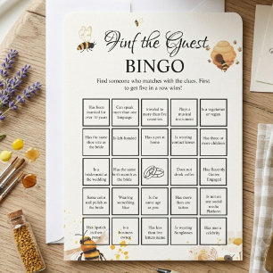Bee Find the Guest bridal shower bingo Game Card