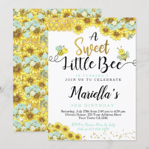Bee First Birthday Invitation