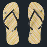 Bee Flip Flops<br><div class="desc">Bee Yourself! I mean it,  cover yourself in bees from head to toe. Why not? There is no good reason not to. A warm yellow hive pattern and perfectly delightful bees will a great way to start. You will look so sweet!</div>