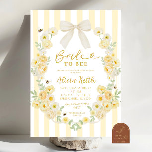 Bee Floral Bow Coquette Bridal Shower Invitation