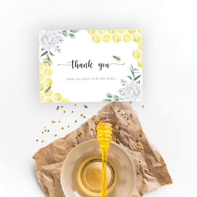 Bee floral bridal shower thank you card (Creator Uploaded)