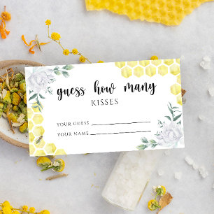 Bee floral - guess how many KISSES bridal game Enclosure Card