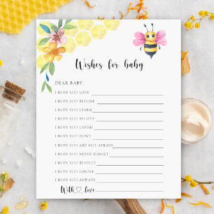 Bee floral - Party game wishes for baby