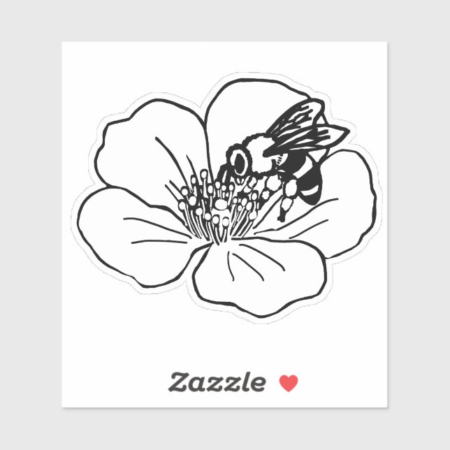 Bee Floral Pollinator Line Art  (Sheet)