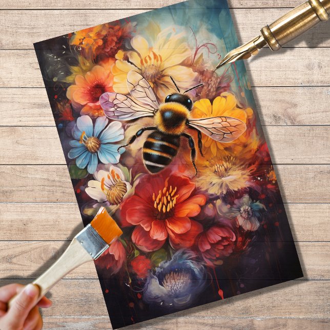 Bee Floral Vibrant Colours Decoupage Paper (Creator Uploaded)